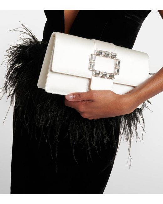 Manolo Blahnik Natural Maycapjou Embellished Satin Clutch