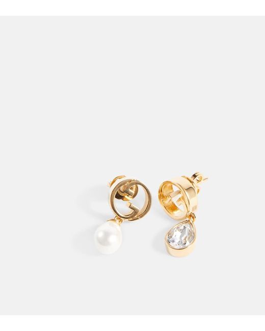 Orecchini Blondie con cristalli e perle bijoux di Gucci in Metallic