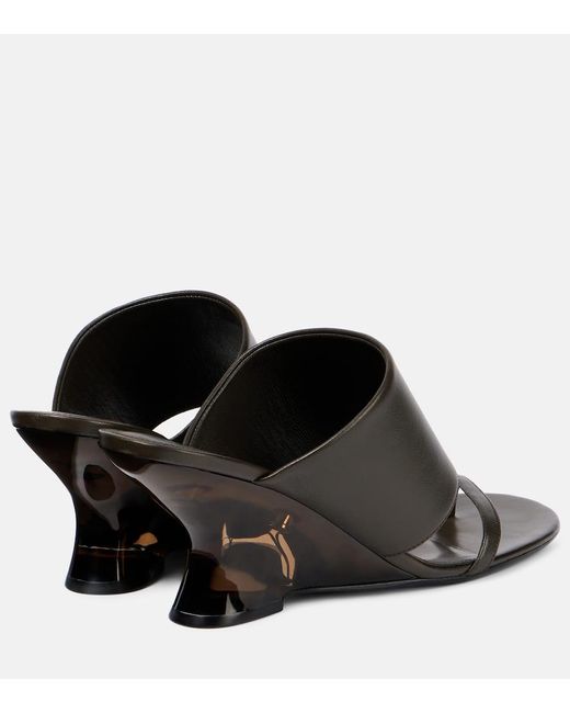 Dries Van Noten Black Wedge-Pantoletten Aus Leder