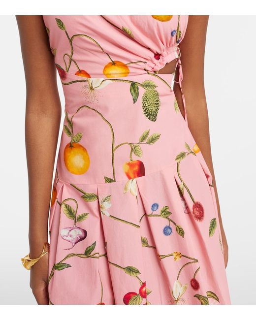 Agua Bendita Pink Otono Printed Cotton Midi Dress