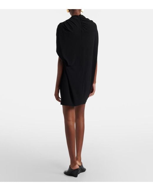 Sportmax Black Draped Crepe Minidress