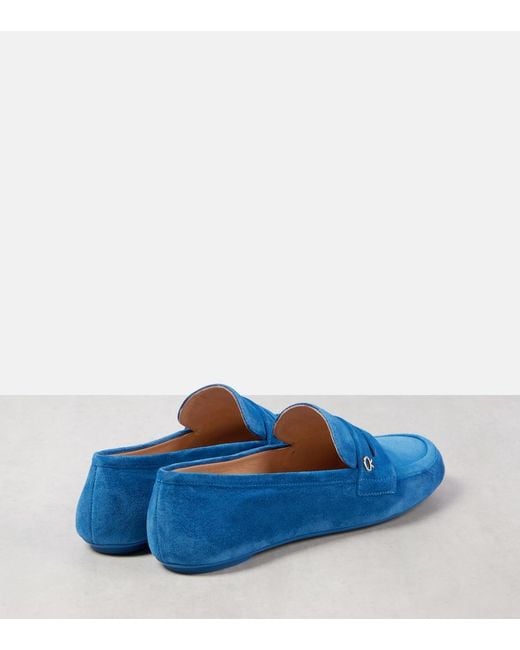 Gianvito Rossi Blue Suede Loafers