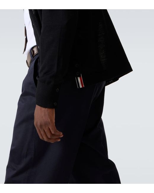 Cardigan Rwb Stripe De Lana Virgen Thom Browne de hombre de color Black