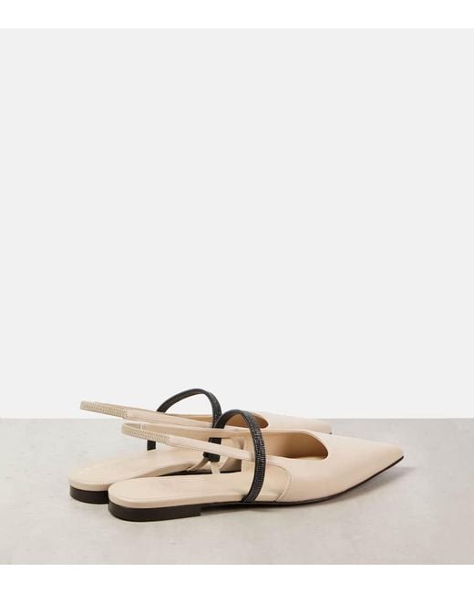 Pumps Slingback Pointy di Brunello Cucinelli in Natural