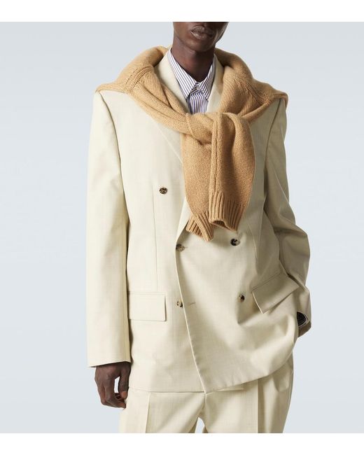 Bottega Veneta Natural Wool And Cotton Gabardine Suit Jacket for men