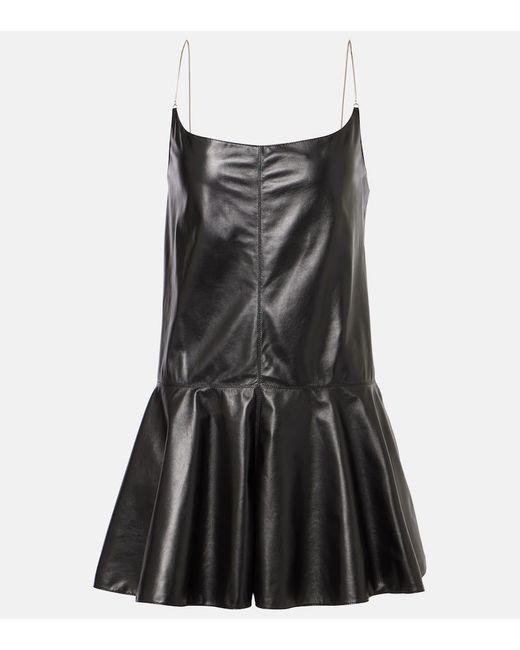 Alaïa Black Playsuit Slip Aus Leder