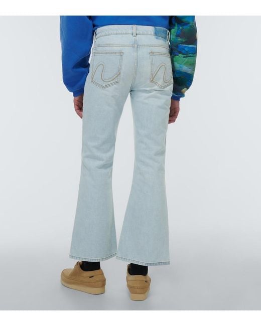 ERL Blue Distressed Mid-Rise Flared Jeans for men