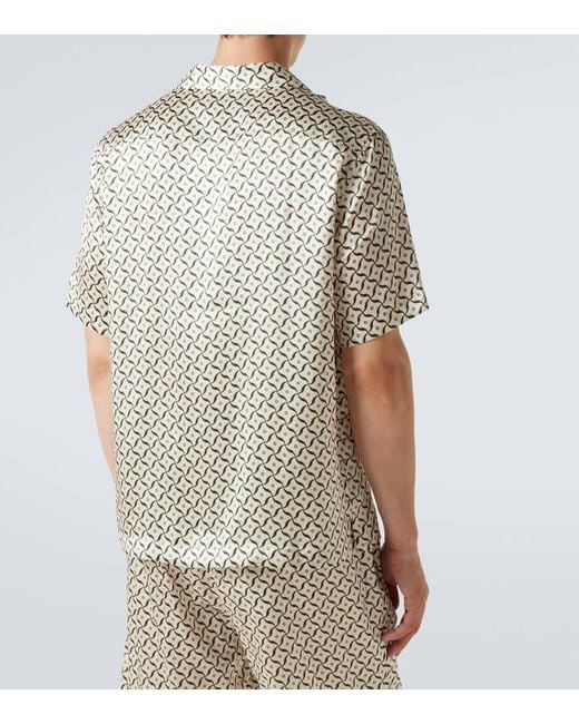 Frescobol Carioca White Roberto Printed Silk Bowling Shirt for men