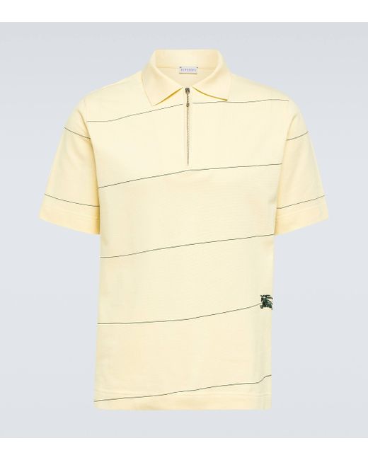 Burberry Natural Ekd Striped Cotton Pique Polo Shirt for men