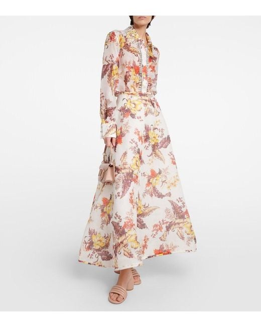 Zimmermann White Printed Linen Blend Matchmaker Tropical Shirt