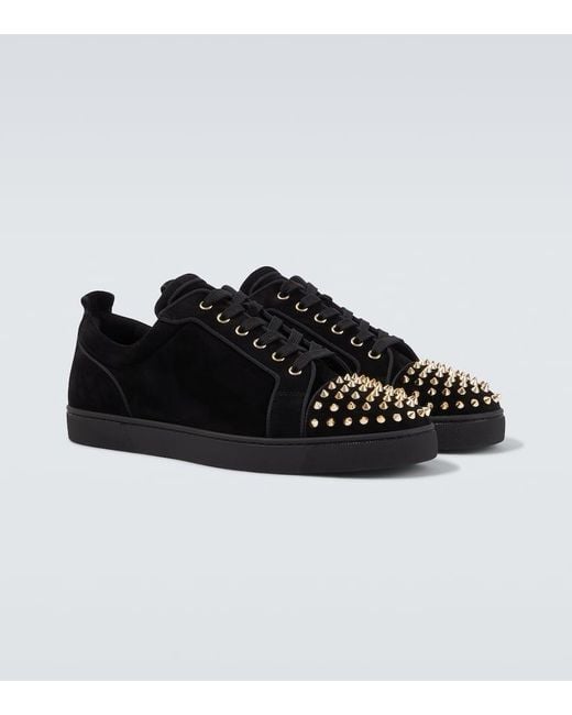 Christian Louboutin Black Louis Junior Spikes Suede Sneakers for men