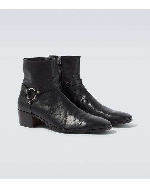 Tom Ford Black Clint Leather Ankle Boots for men