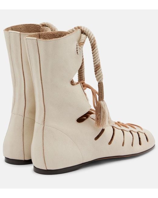 Isabel Marant Natural Liade Leather Lace-Up Ankle Boots