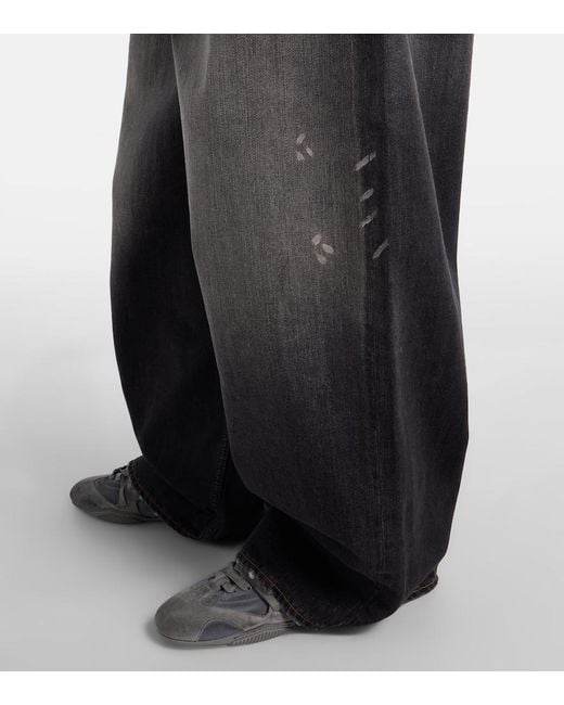 Acne Gray 2023 Distressed Wide-Leg Jeans