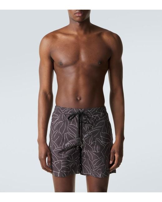Brioni Gray Printed Swim Trunks for men