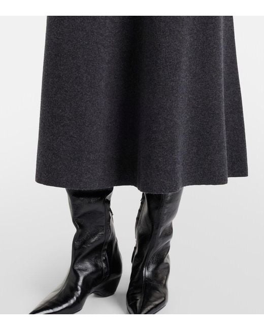 Jardin Des Orangers Black Wool And Cashmere Midi Skirt
