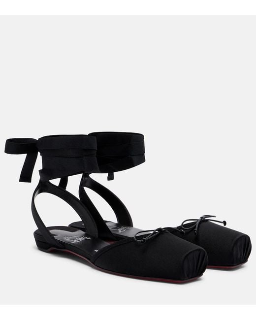 Christian Louboutin Black Cassia Satin Flats