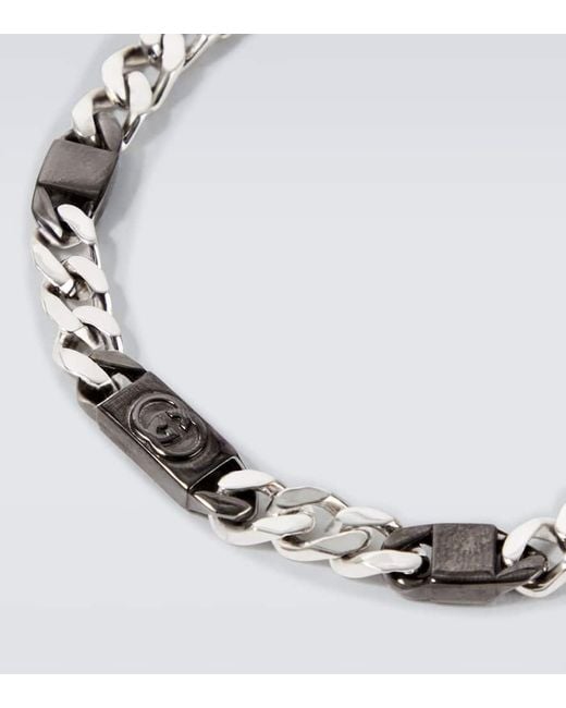 Gucci Metallic Interlocking Sterling Chain Bracelet for men