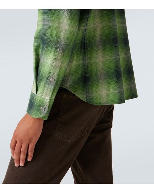 Tom Ford Green Checked Cotton Shirt for men