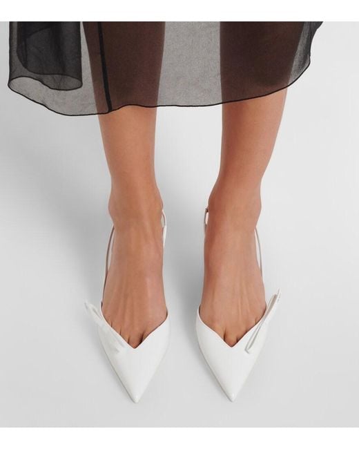 Prada White Patent Leather Slingback Pumps
