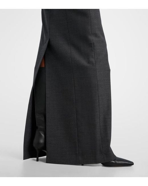 Acne Black High-Rise Wool-Blend Maxi Skirt