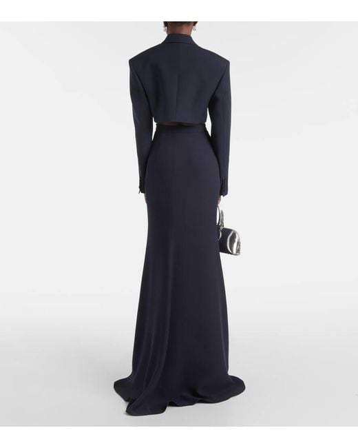 Blazer cropped in Crepe Couture di Valentino in Blue
