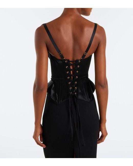 Maria Lucia Hohan Black Samya Lace-Trimmed Satin Bustier Top