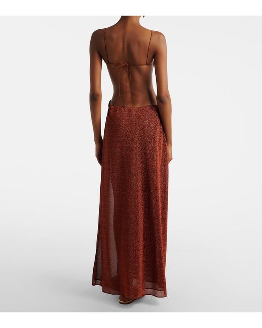 Oseree Purple Lumiere Shell Open-Back Maxi Dress