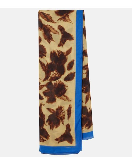 Dries Van Noten Brown Printed Scarf