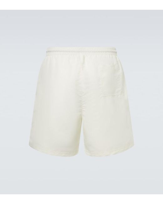 Brunello Cucinelli White Logo Swim Trunks for men
