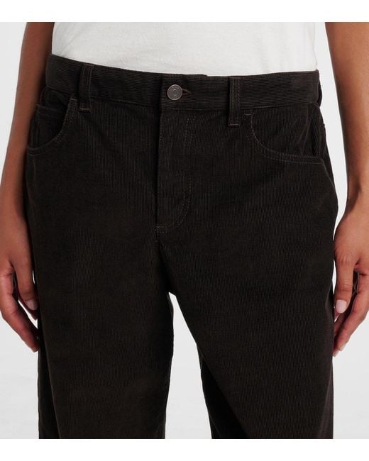 The Row Black Eglitta Cotton Corduroy Straight Pants