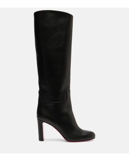 Christian Louboutin Black Leather Knee-High Boots
