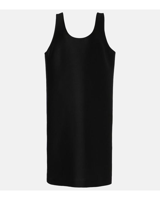 The Row Black Bumi Wool And Silk Midi Dress