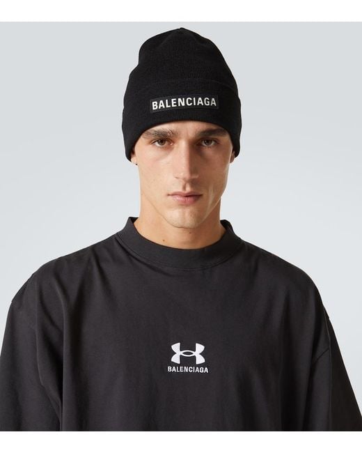 Balenciaga Black Wool-Blend Beanie for men
