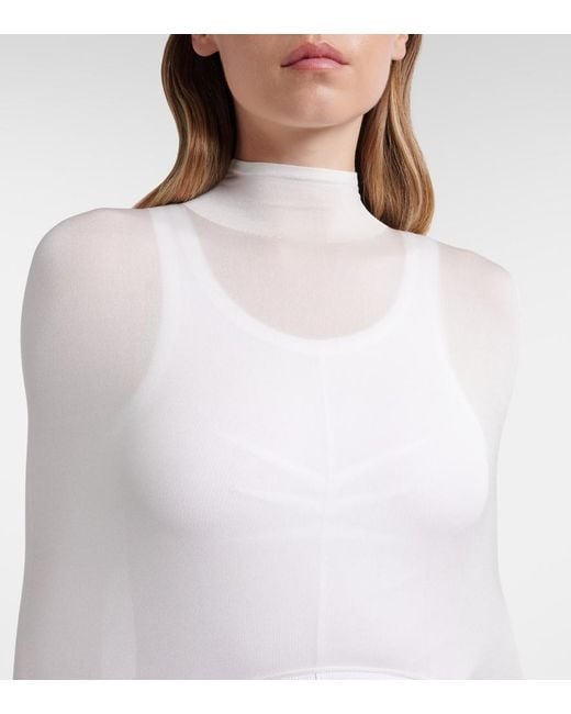 Alaïa White Knitted Silk-Blend Top