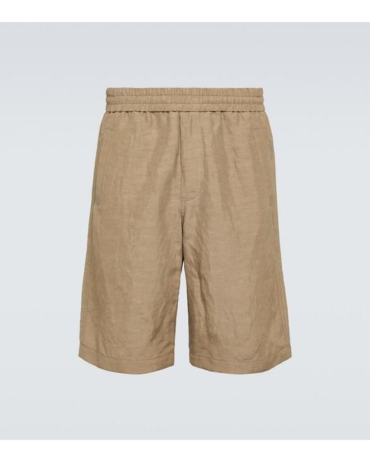 Giorgio Armani Natural Viscose And Linen Canvas Bermuda Shorts for men