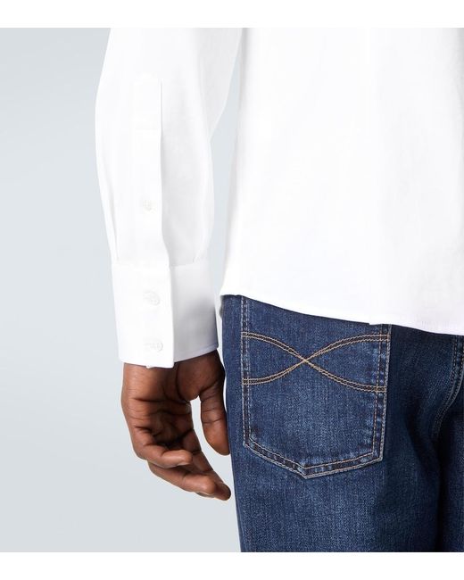 Brunello Cucinelli White Cotton Poplin Shirt for men