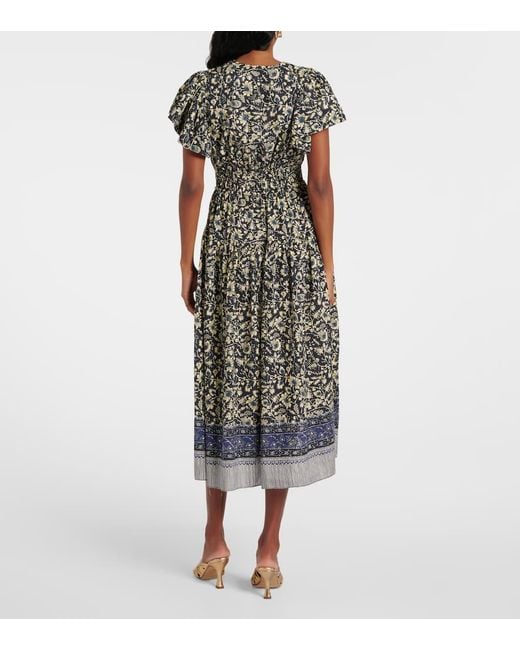 Ulla Johnson Green Lyria Floral Cotton-Blend Midi Dress