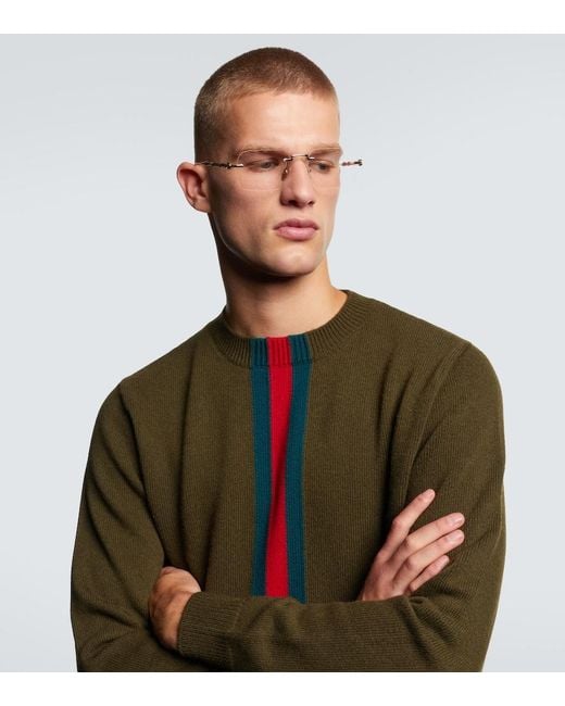 Gucci White Bamboo Round Glasses for men