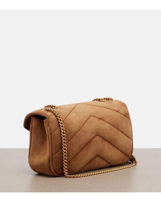 Saint Laurent White Loulou Mini Suede Shoulder Bag