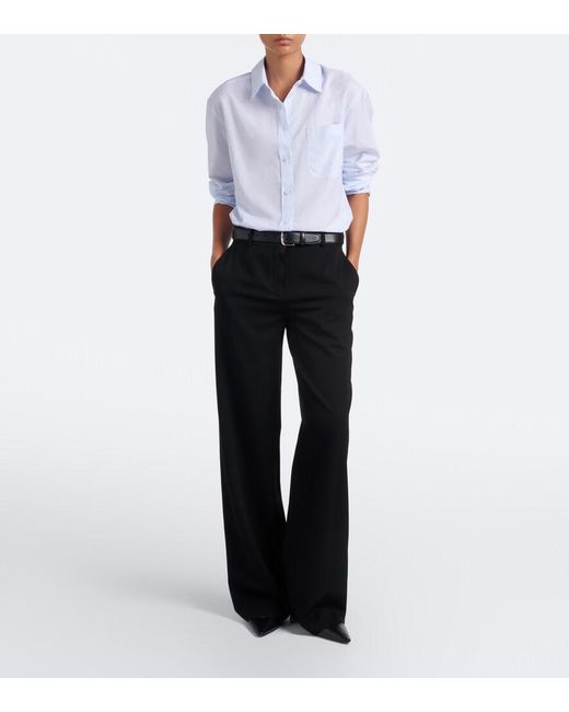 The Row Black Coleman Wool Gabardine Straight Pants