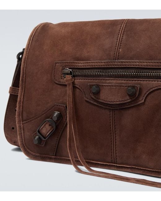 Balenciaga Brown Le City Small Suede Messenger Bag for men