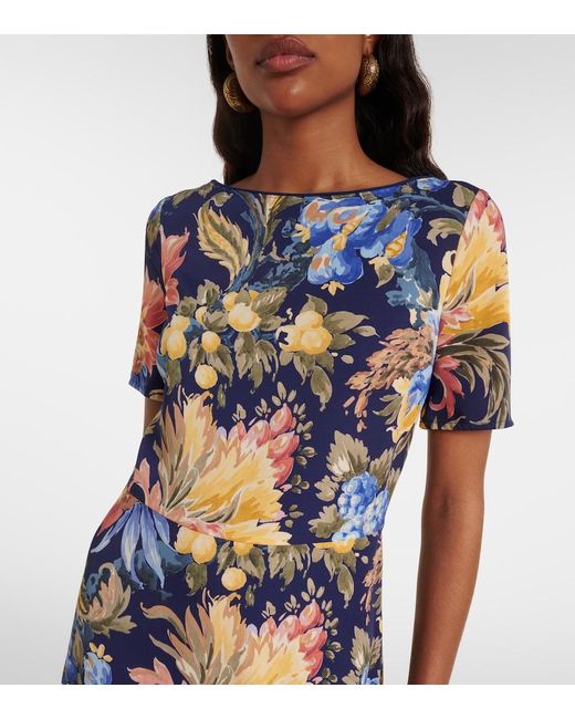 Etro Blue Floral Midi Dress