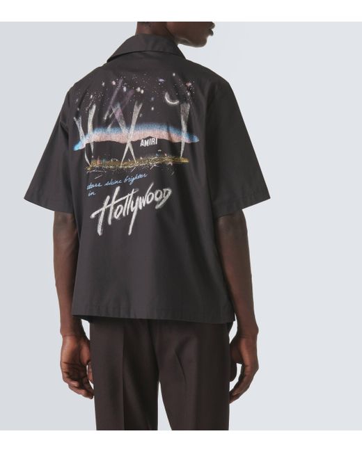 Amiri Black Hollywood Lights Cotton Bowling Shirt for men