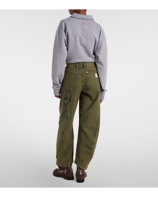 J.W. Anderson Green Mid-Rise Wide-Leg Jeans