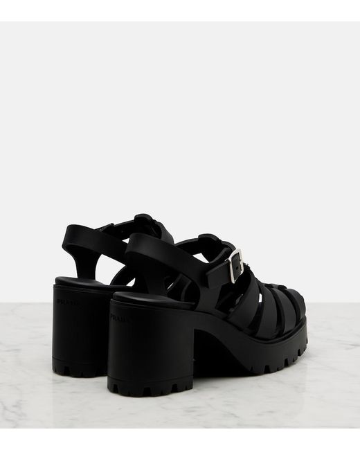 Prada Black Monolith Sandals