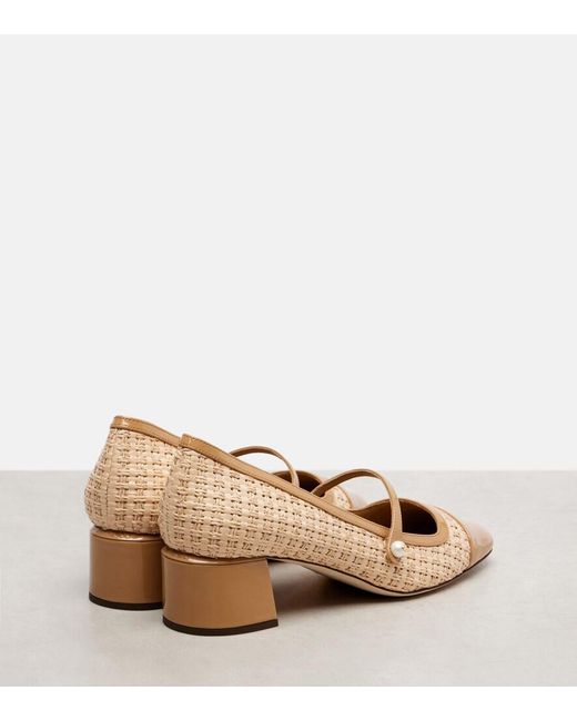 Jimmy Choo Brown Elisa 45 Raffia-Effect Mary Jane Pumps