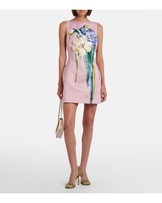 LEO LIN Pink Ali Floral-Applique Minidress