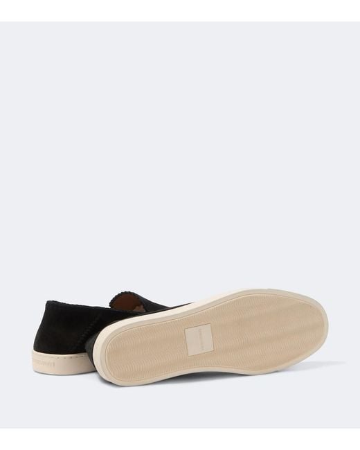 Giorgio Armani Black Galleria 3 Suede Slip-On Shoes for men