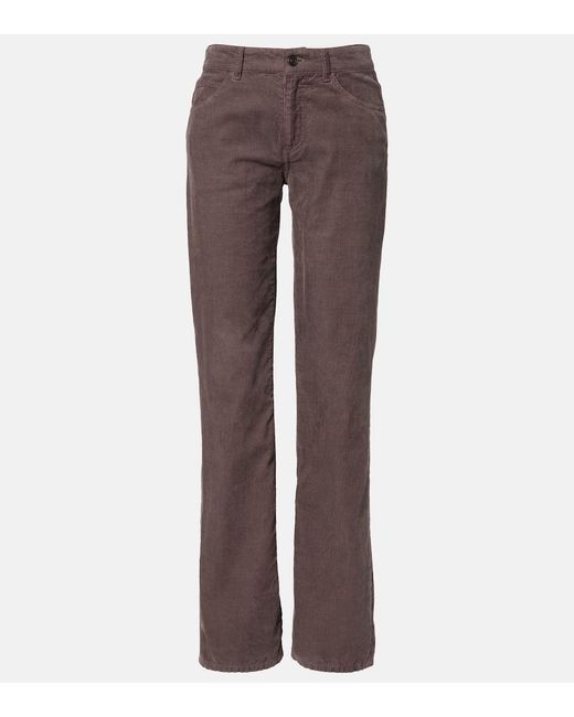 The Row Brown Carlyl Mid-Rise Corduroy Straight Pants